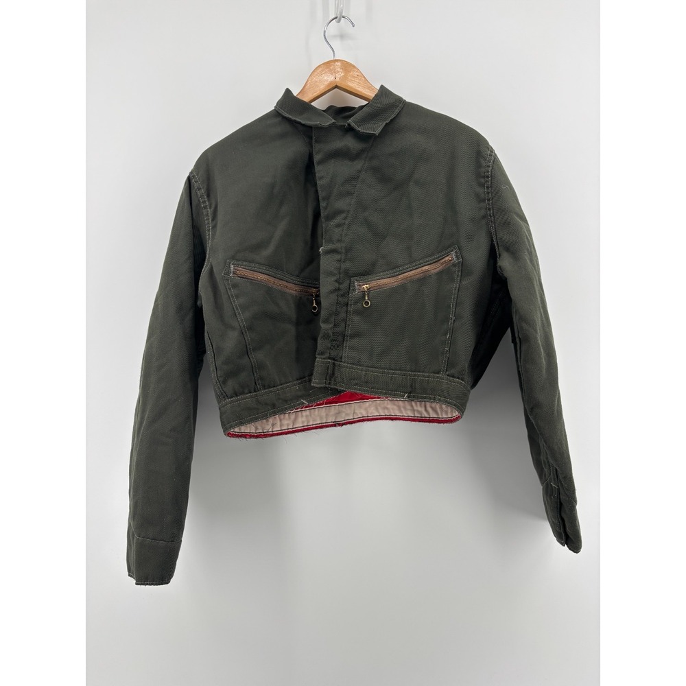 Big Ben By Wrangler Quilted Lined Canvas Full Zip Work Jacket Mens Olive Green L